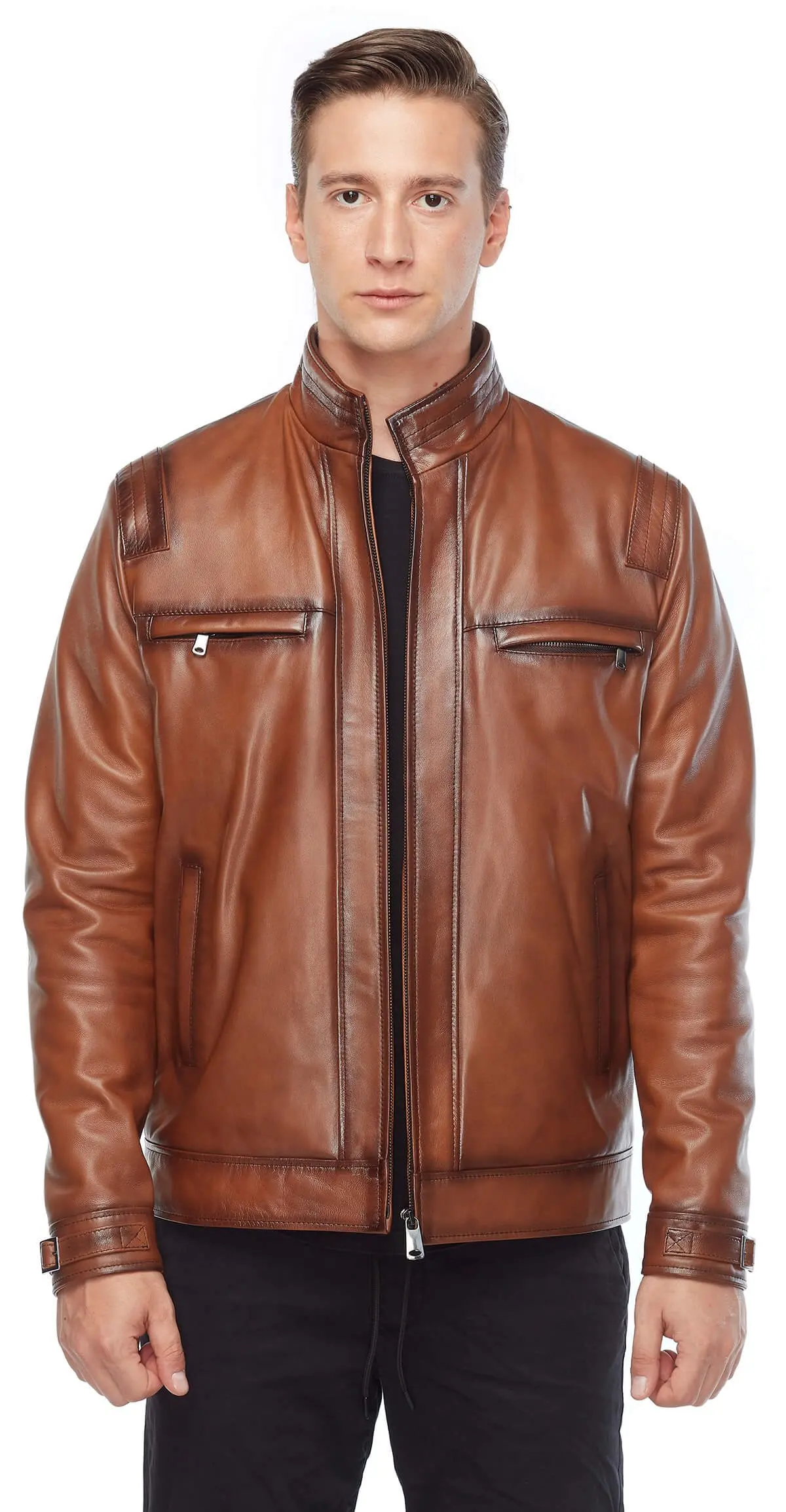 Antonio maschio vera pelle cappotti Tan Orjinal Lambskin autunno inverno 2022 Biker Slim Large Size VintageTürkiye