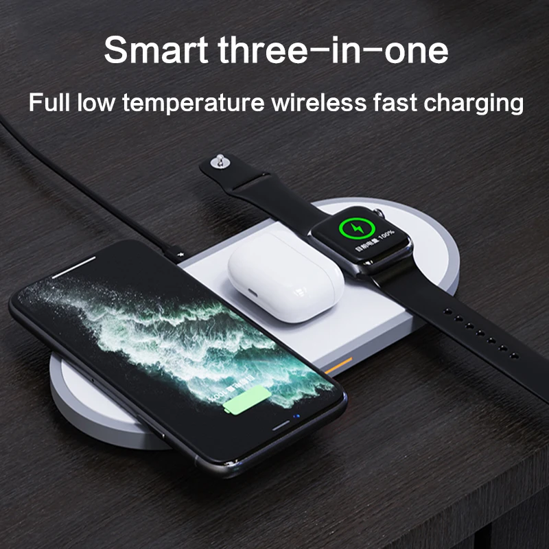 

3 in 1 Wireless Charger Fast Charge For iphone Apple Watch Airpods Pro Samsung Huawei Xiaomi Portable Wireless Charger