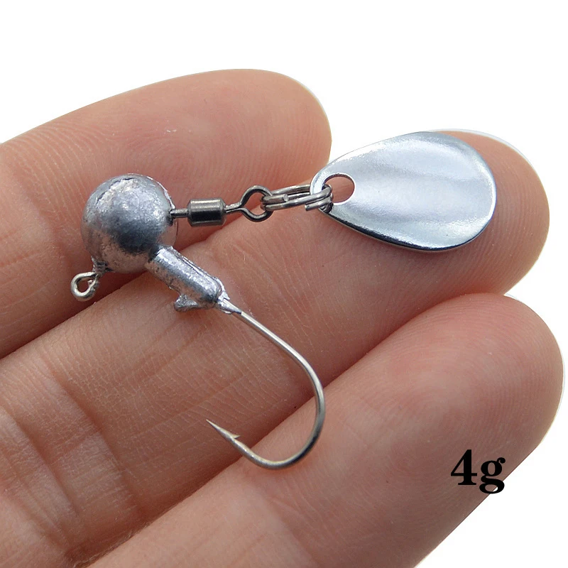 YUCONG 5pcs Exposed Jig Head Hooks Spinner 2g-4g Barbed Fishhooks Spoon Metal Jigging Fishing Hooks For Soft Baits Pesca Tackle