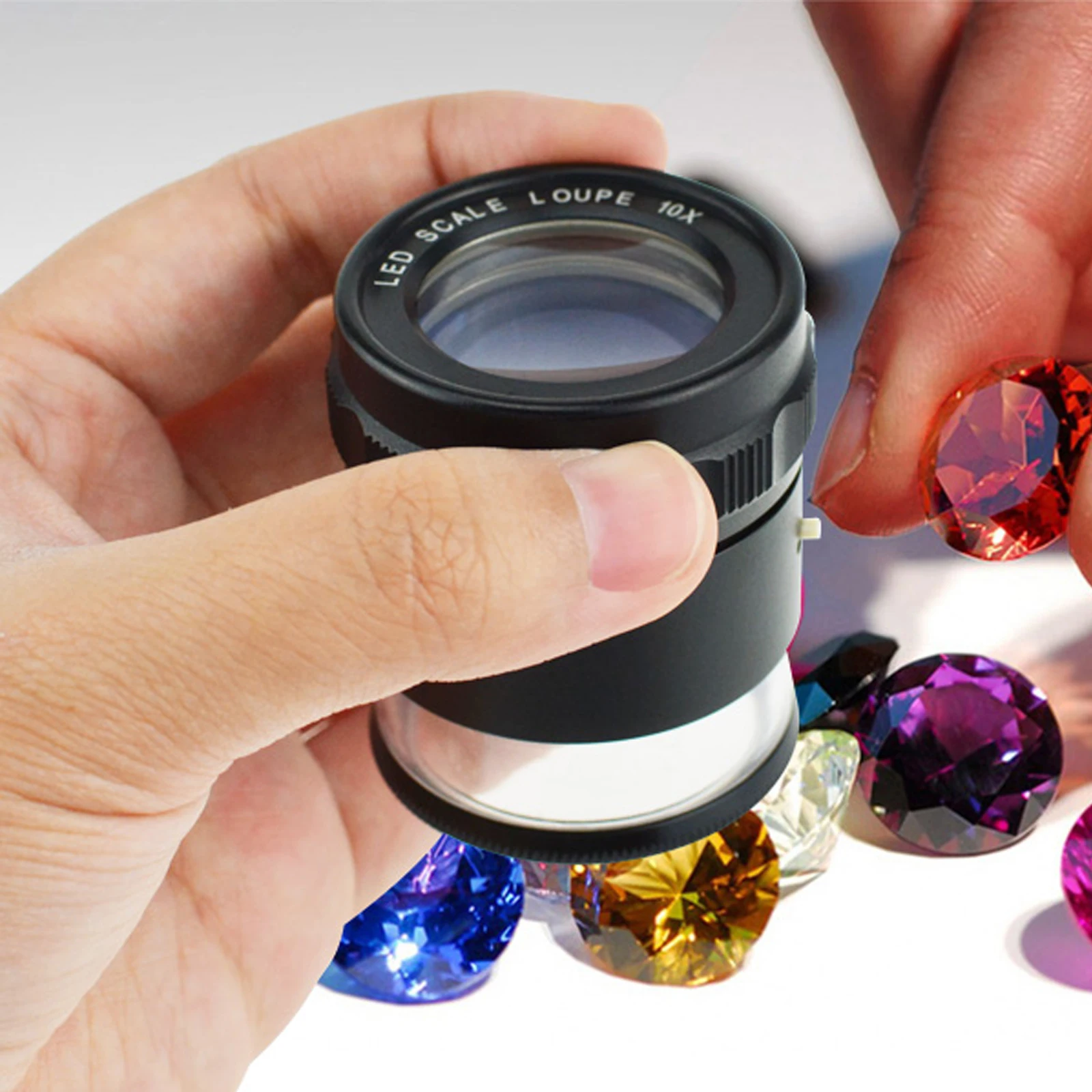 Imagem -03 - Escala Lupa Magnifier 10x Ampliação 25 mm Campo de Visão Escala de Vidro Intercambiável Gráfico Lupa Óculos com Luz