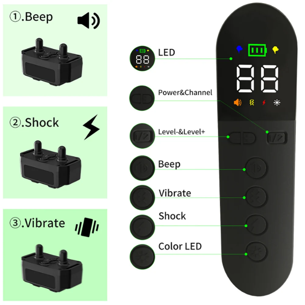 80 PCs Electric Shock Ultrasonic Bark Stopper Pet Collar Charging Waterproof Long- Distance Remote Control