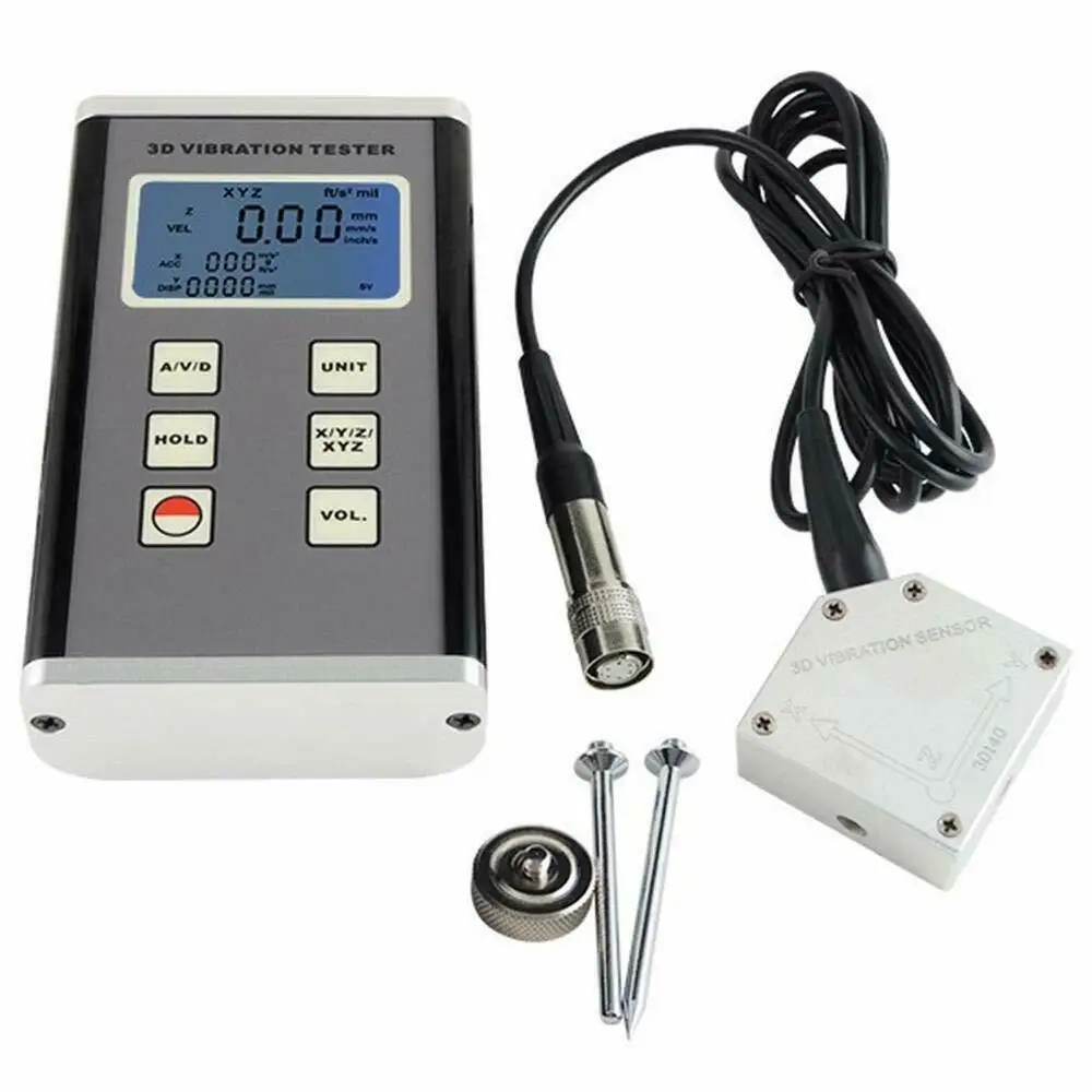 Digital Vibration Meter Data Logger 3 Axis Piezoelectric Vibrometer