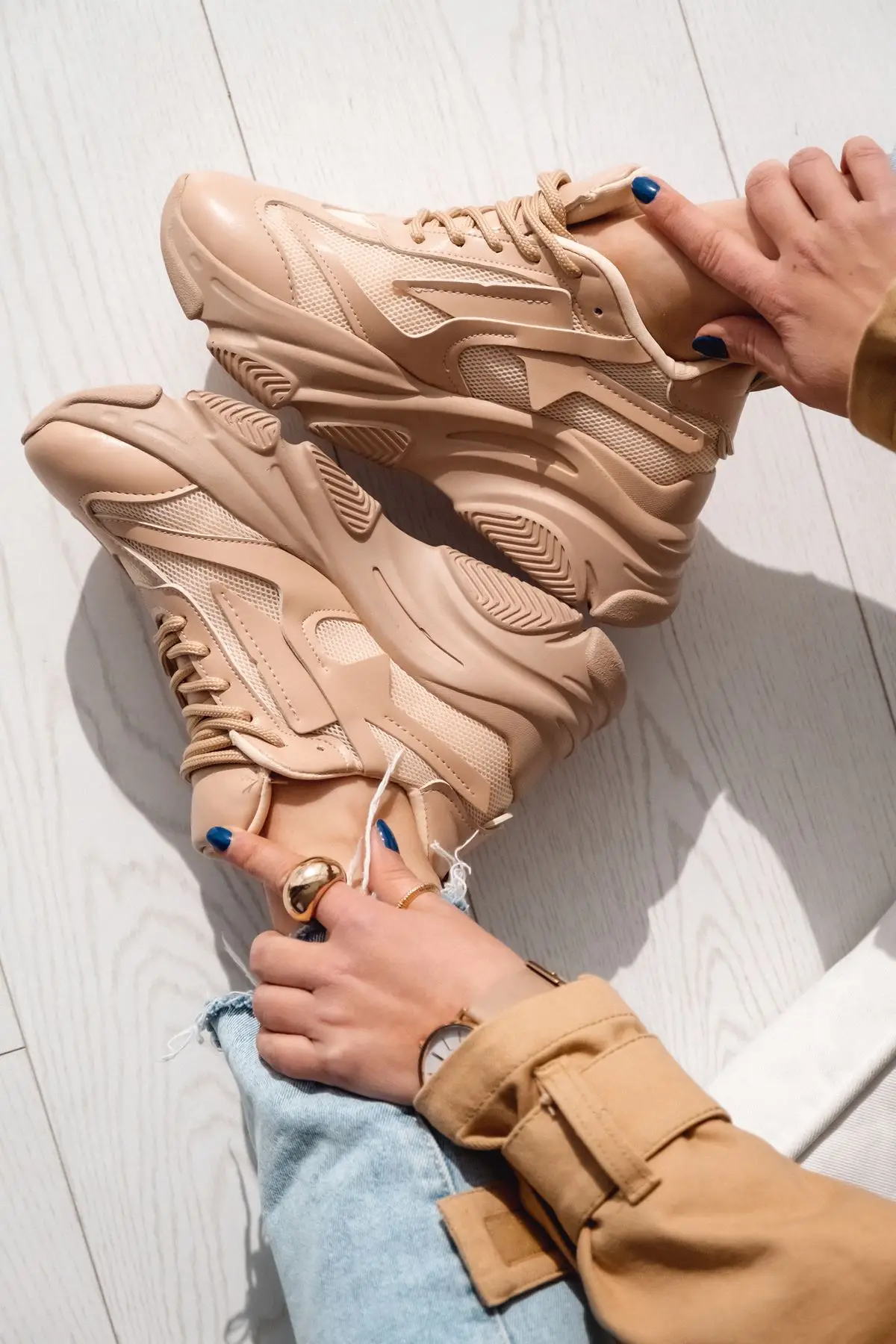 Livia Matte Leather Sneakers Nude İLOVES 1