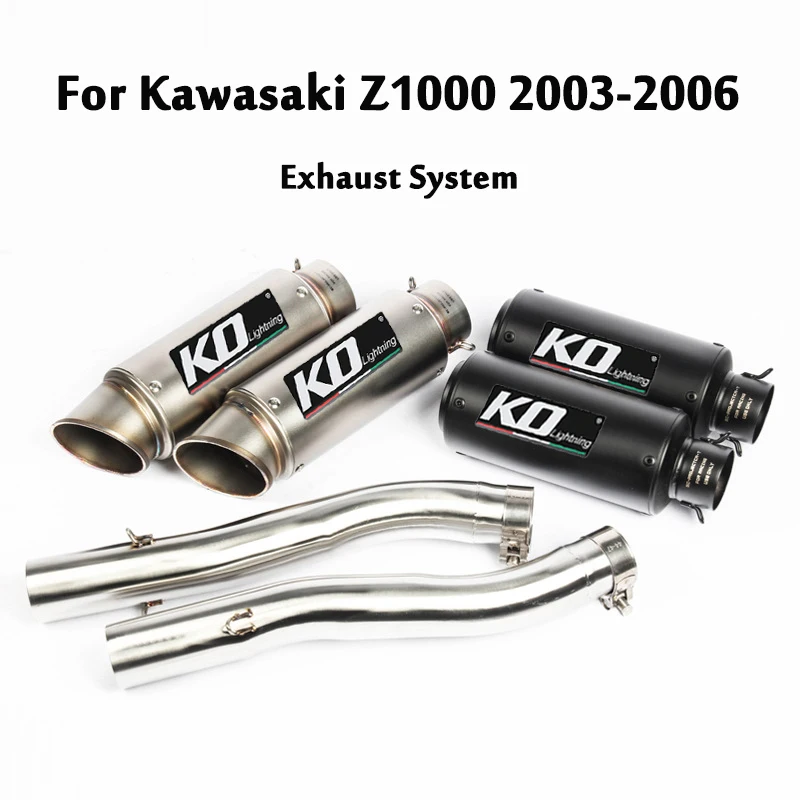 Exhaust System Middle Link Pipe Connecting Tube Slip On Two Mufflers End Tips Modified For Kawasaki Z1000 2003 2004 2005 2006