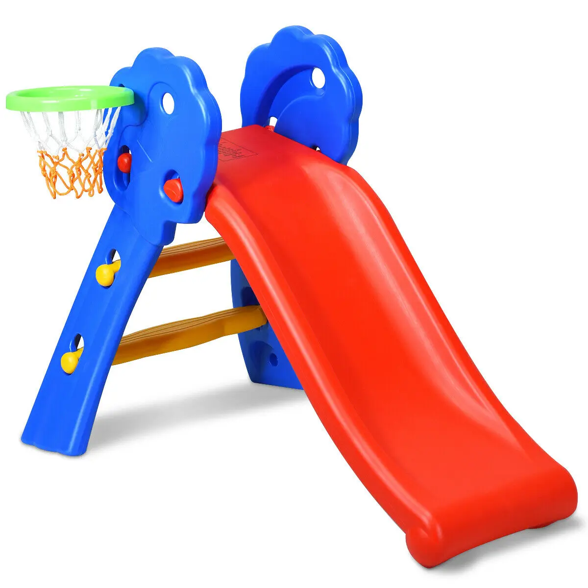 2 Step Children Folding Slide w/ Basketball Hoop For Kids Indoor & Outdoor  TY326361