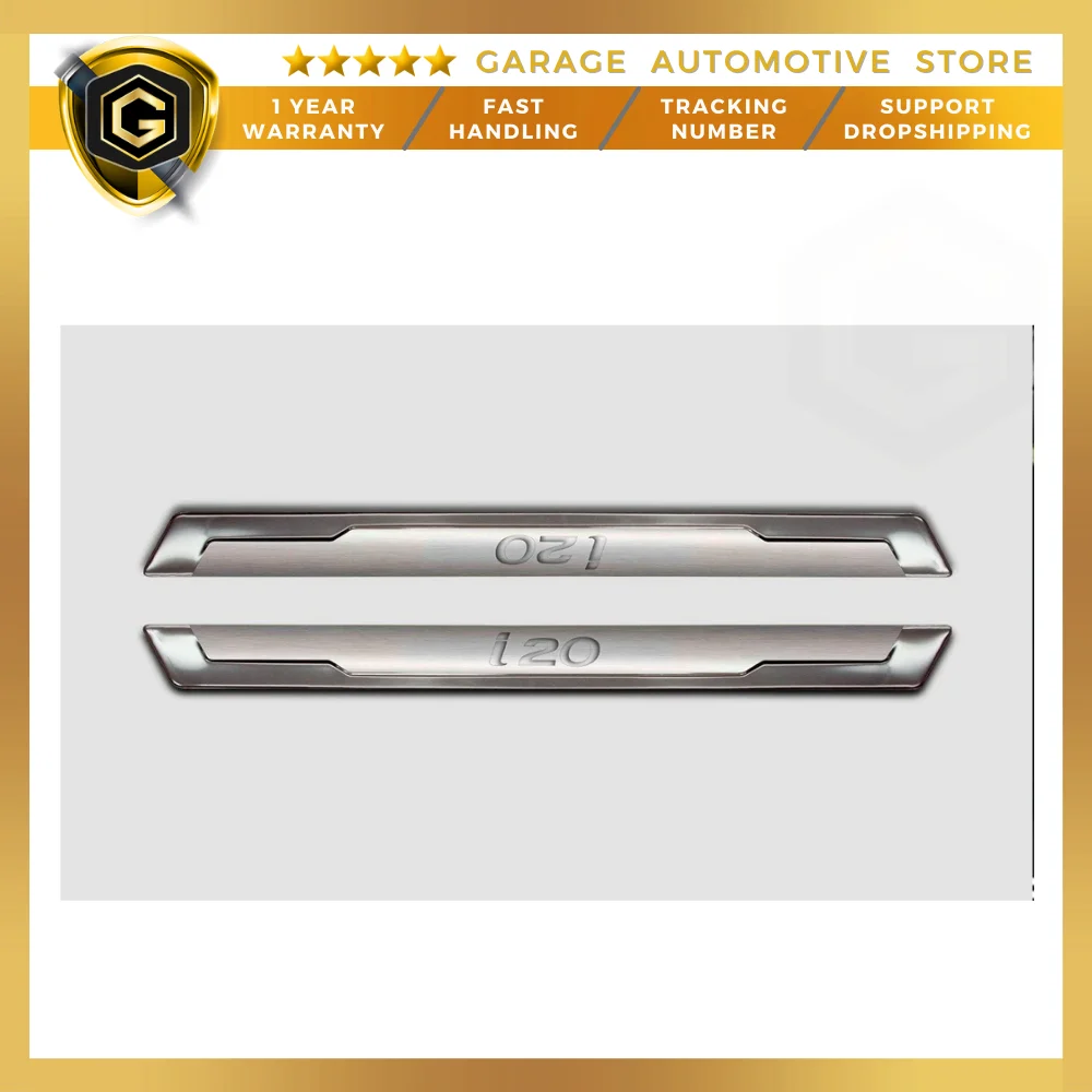 For Hyundai i-20 Stainless Steel Chrome Accessory Front Door Sill 2 Piece 2014-2018