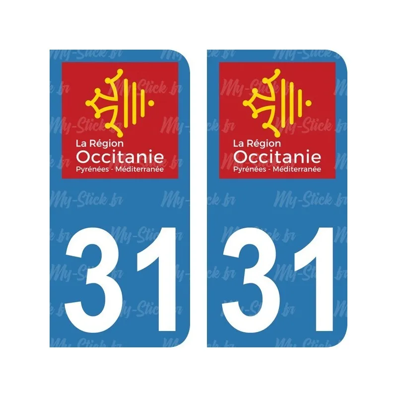 Sticker sticker license plate registration department 31 Haute-Garonne Occitanie car