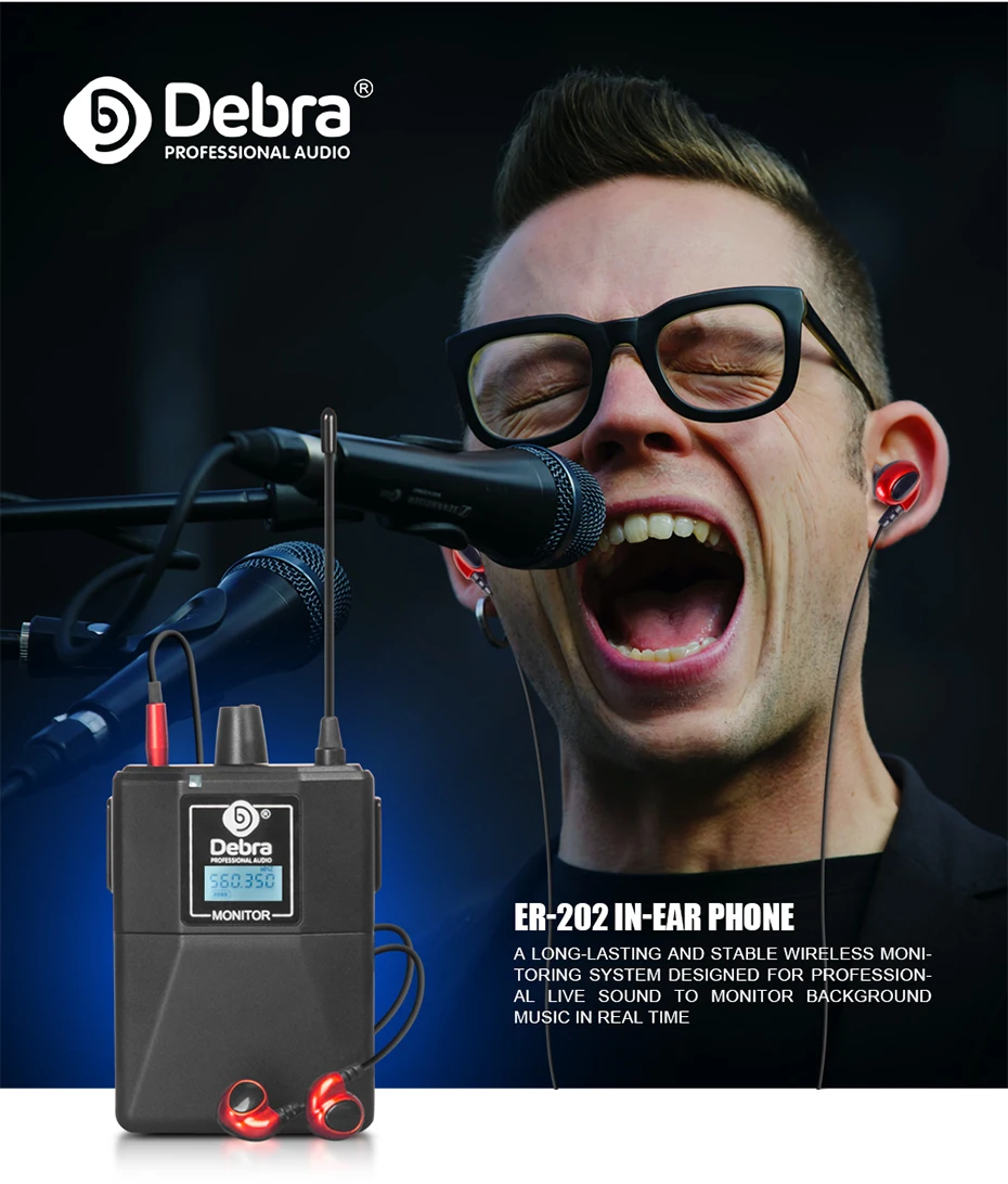 Debra ER-202 profesjonalny UHF bezprzewodowy w Monitor systemu ucha z wieloma nadajnikami dla występ na scenie