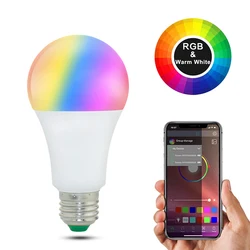 20 modos de lâmpada inteligente bluetooth compatível lâmpadas led e27 b22 15w magia rgb lâmpada decoração para casa aplicar para ios/android