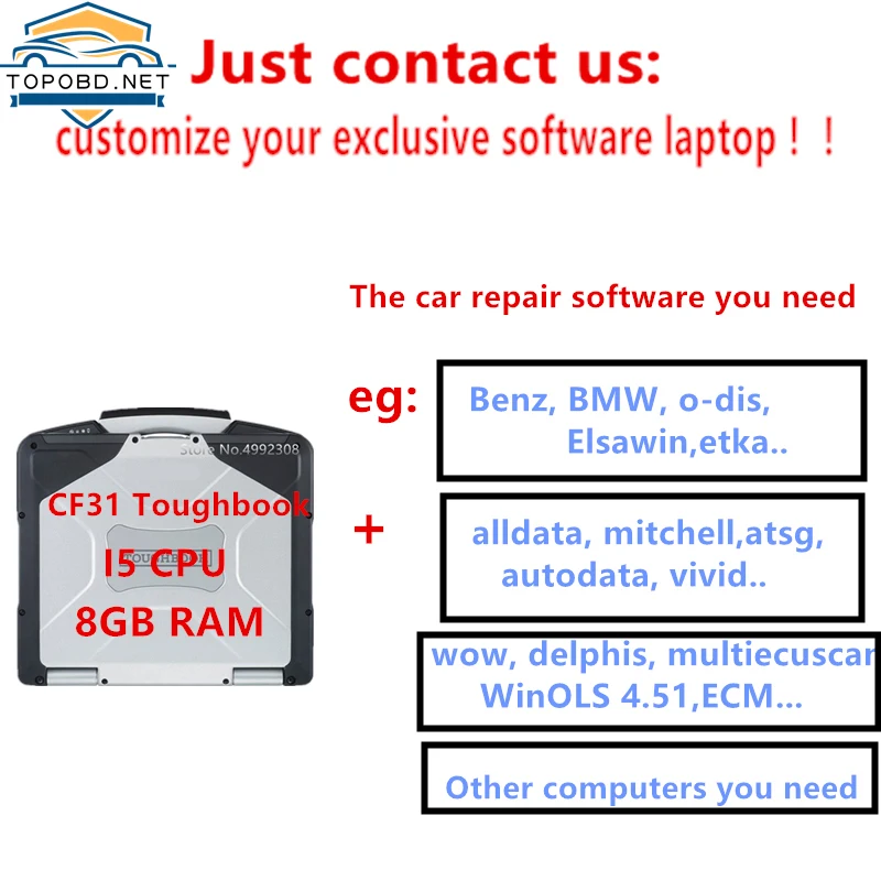 2021 Used Toughbook CF31 laptop with I5 3320 8G RAM Panasonic laptop with SSD can work with alldata mb Star C3/C4/C5/C6 ICOM