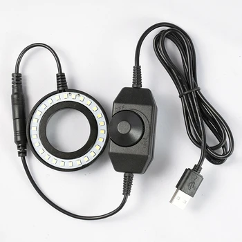 USB 5V LED Ring Integrated Dimmer Light Illuminator Adjustable Lamp Source for Monocular Binocular Trinocular Stereo Microscope