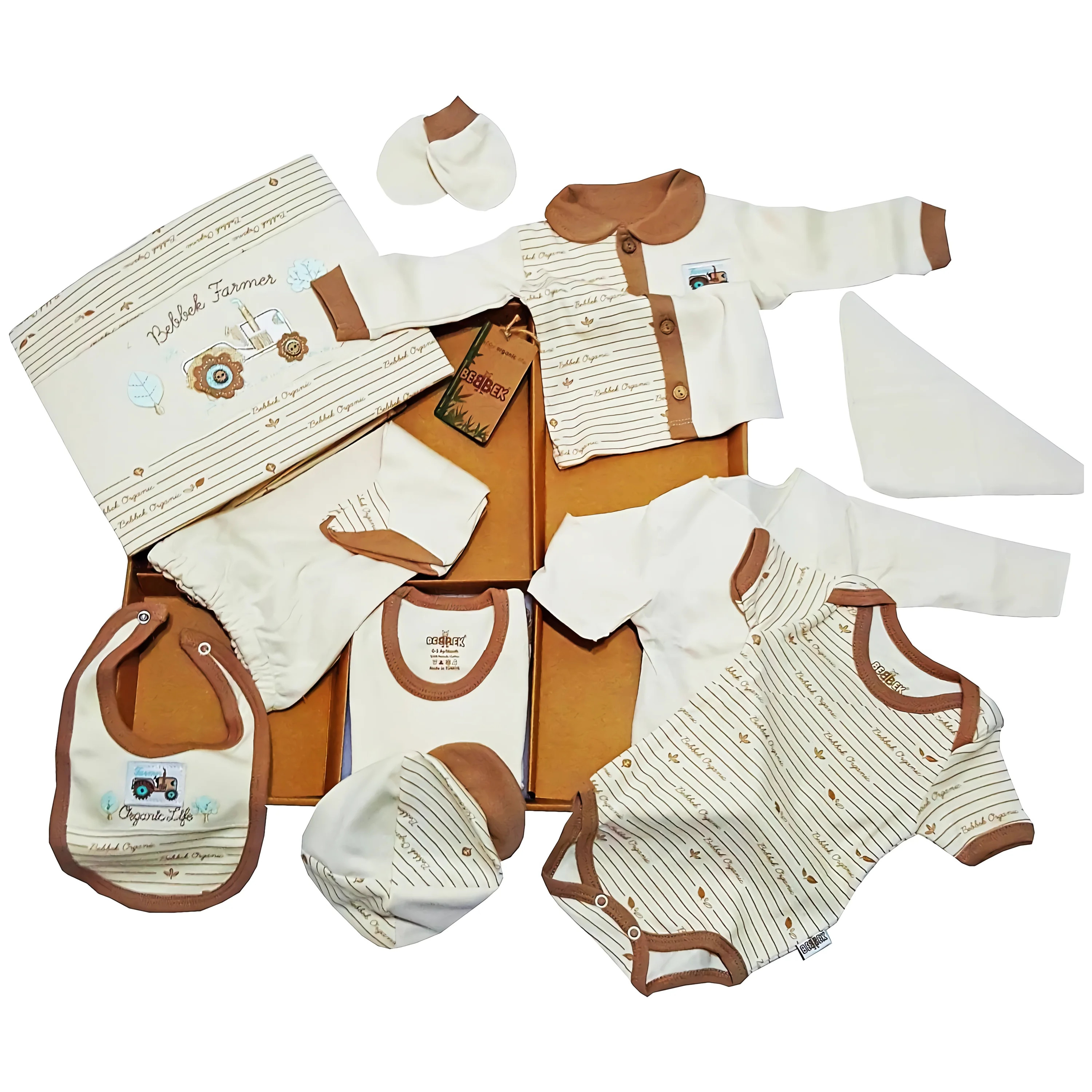 100%Cotton Newborn Bodysuit Farmer 10 Pieces Organic Licensed Baby Boy Hospital Outlet Zibin Set Suitable For First 3 Months Use