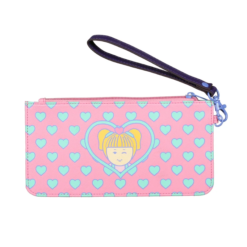 Kawaii Fold Long Wallet Women's Cute Card Holder Cartoon Pattern Coin Purse With Zipper Pocket