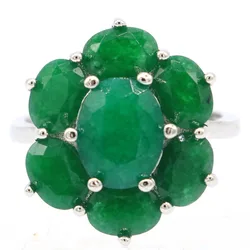 Buy 5 Get 1 Free 20x17mm Jzaza Real Green Emerald Real Red Ruby Silver Ring For Women Fashion Fine Jewelry Daily Wear
