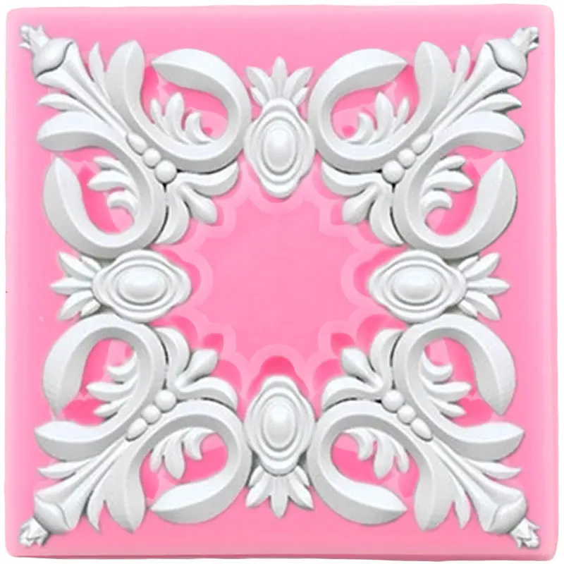 Scroll Relief Cake Border Silicone Molds Flower Cupcake Topper Fondant Cake Decorating Tools Candy Clay Chocolate Gumpaste Mould