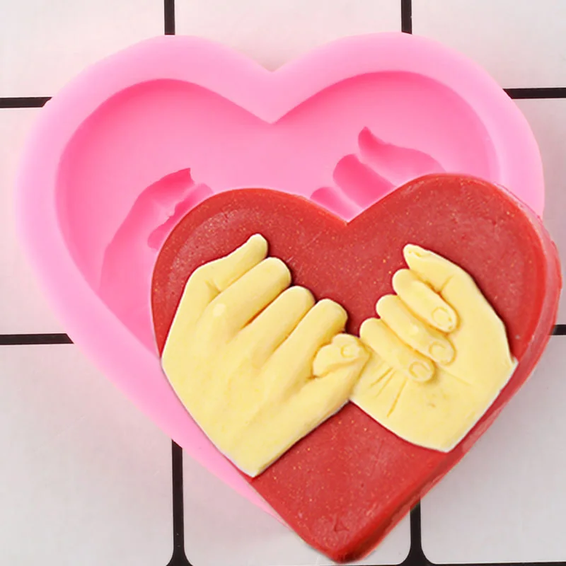 Heart Shape Pull Hook Hand Silicone Mold Fondant Cupcake Topper Mould Chocolate Gumpaste Moulds Candy Resin Clay Molds