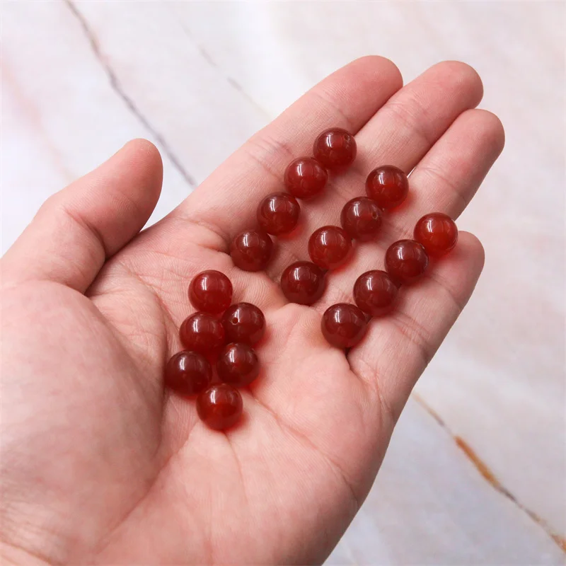 

5pcs Red Agate Round Half Drilled Beads Semi Hole 6/8/10mm Natural Stone Findings For Making Jewelry DIY Craft Earrings Pendant