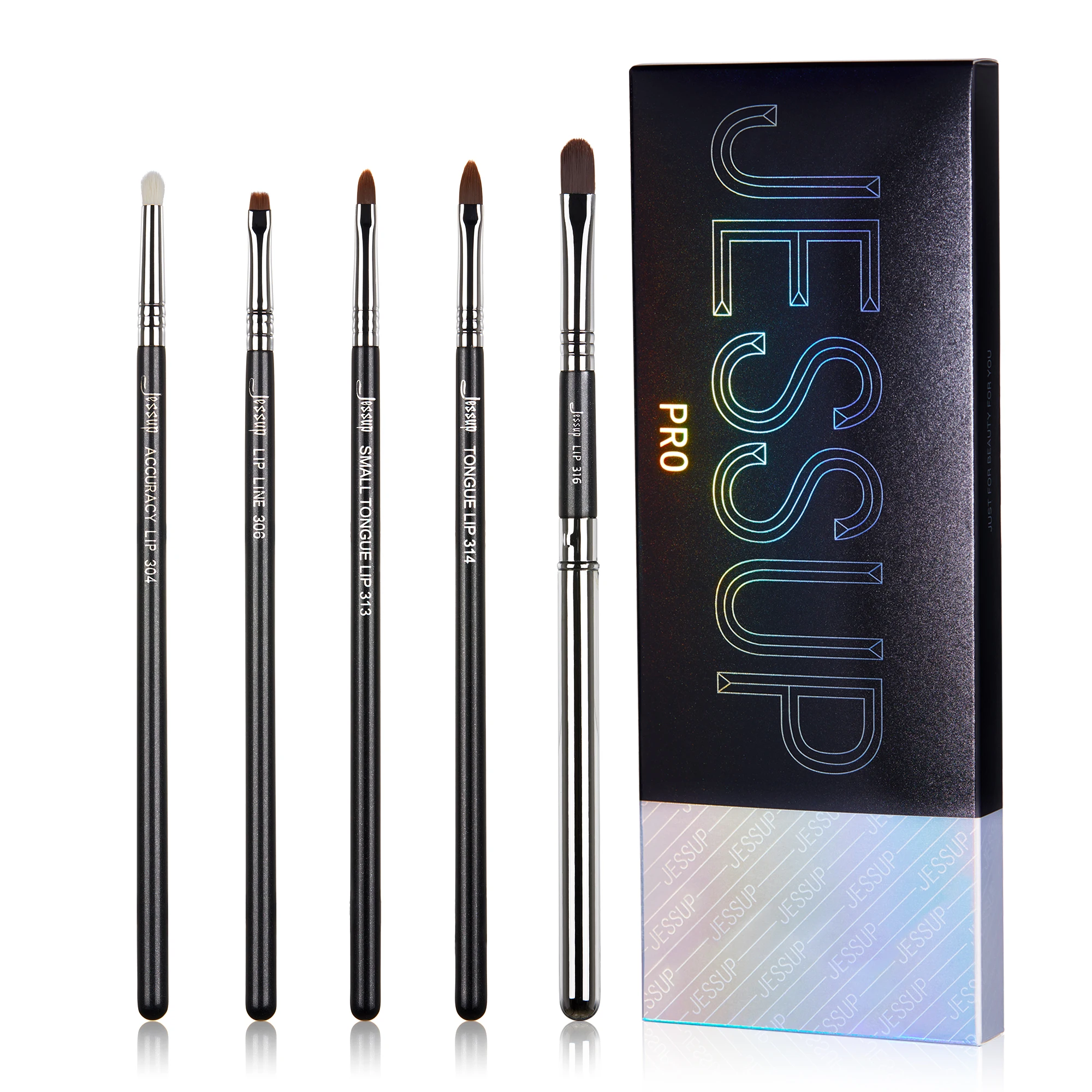 Jessup Lippen bürsten Set, Pro Kontur verschiedene Lippen formen, synthetische, kleine/Katzen zunge/flache/runde/konische Spitze Lip liner Pinsel t325