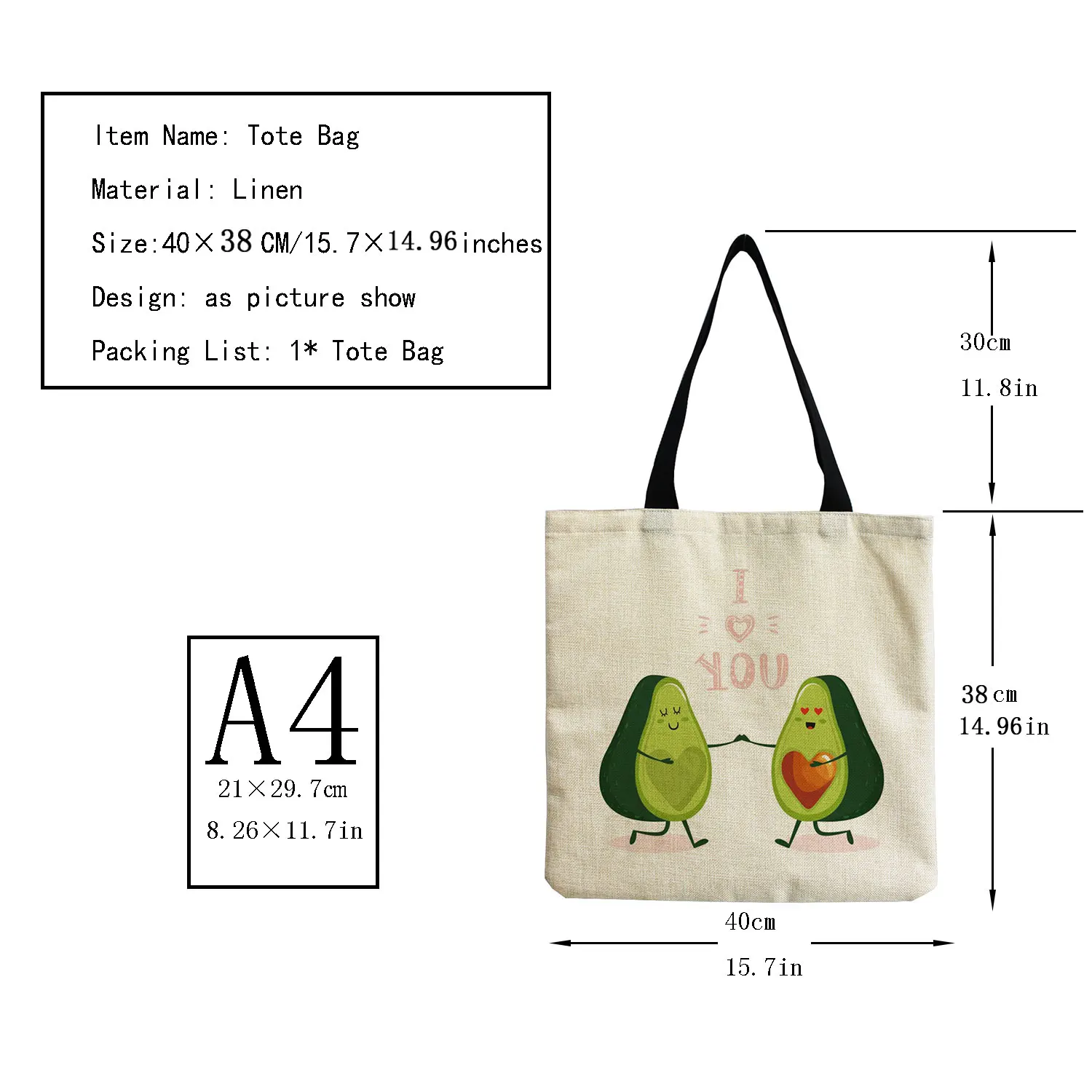 Cartoon Avocado Fashion Fruit Printed Shopping Bag Outdoor Portable Women Shoulder Bag Eco Friendly High Capacity Foldable Tote