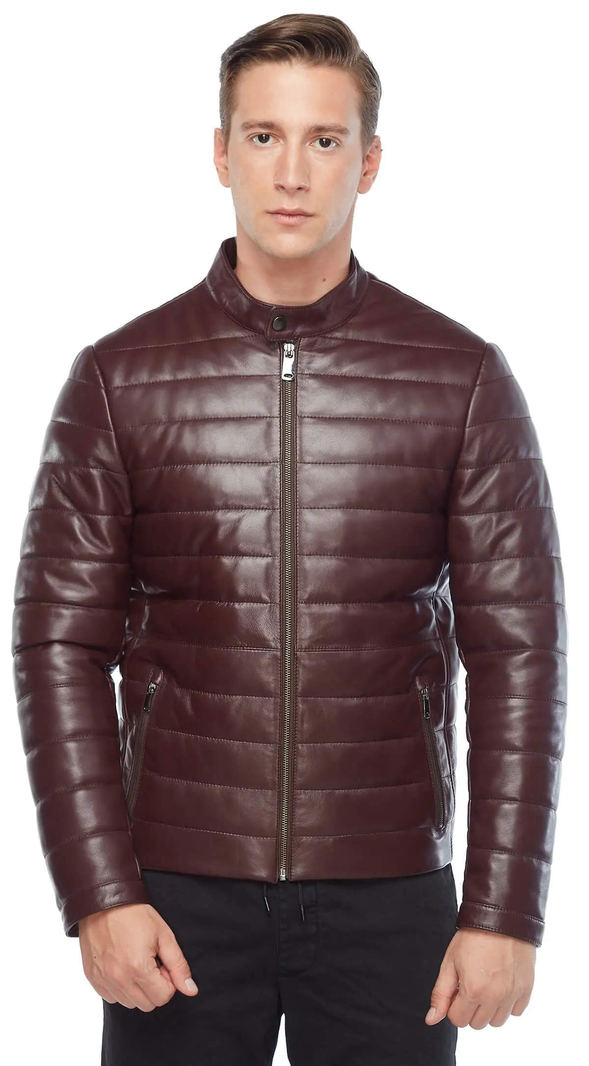 Bao Da Chính Hãng Bơm Hơi Nam Phối Da Burgundy Orjinal Da Cừu Thu Đông 2022 Biker Slim Size Lớn VintageTürkiye