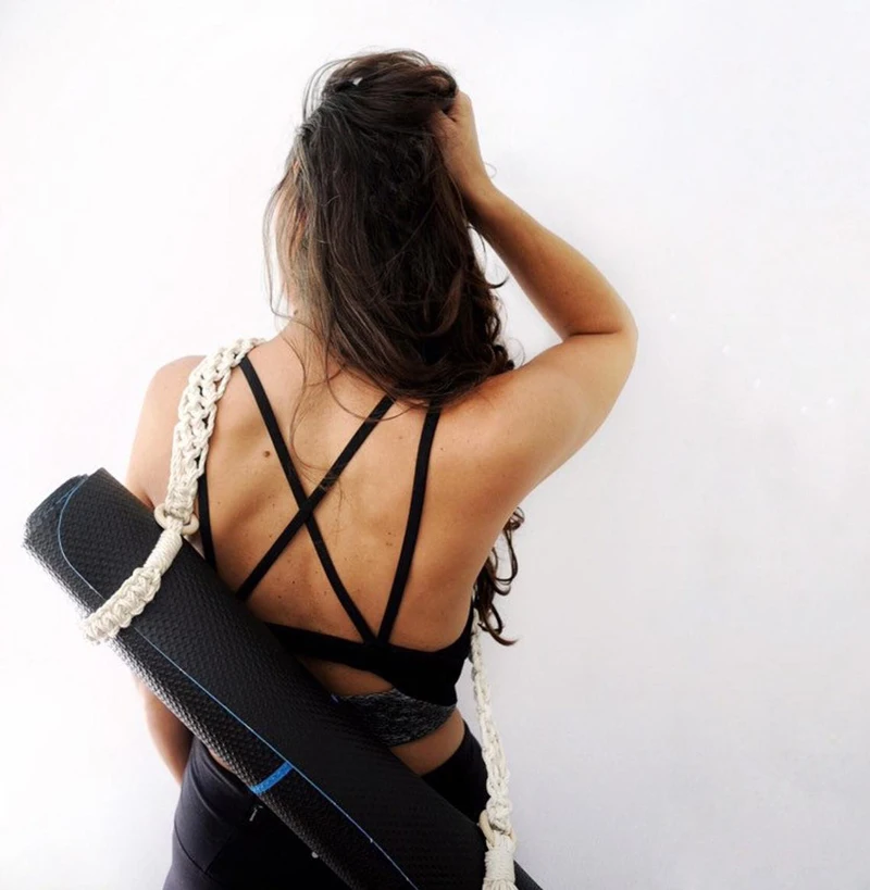 Mới Nhất Thảm Tập Yoga Mang Theo Dây Đeo Vòng Tay Boho Móc Macrame Dây Đeo Vai Có Thể Điều Chỉnh Cho Thảm Yoga Sling Pilates Tập Thể Dục