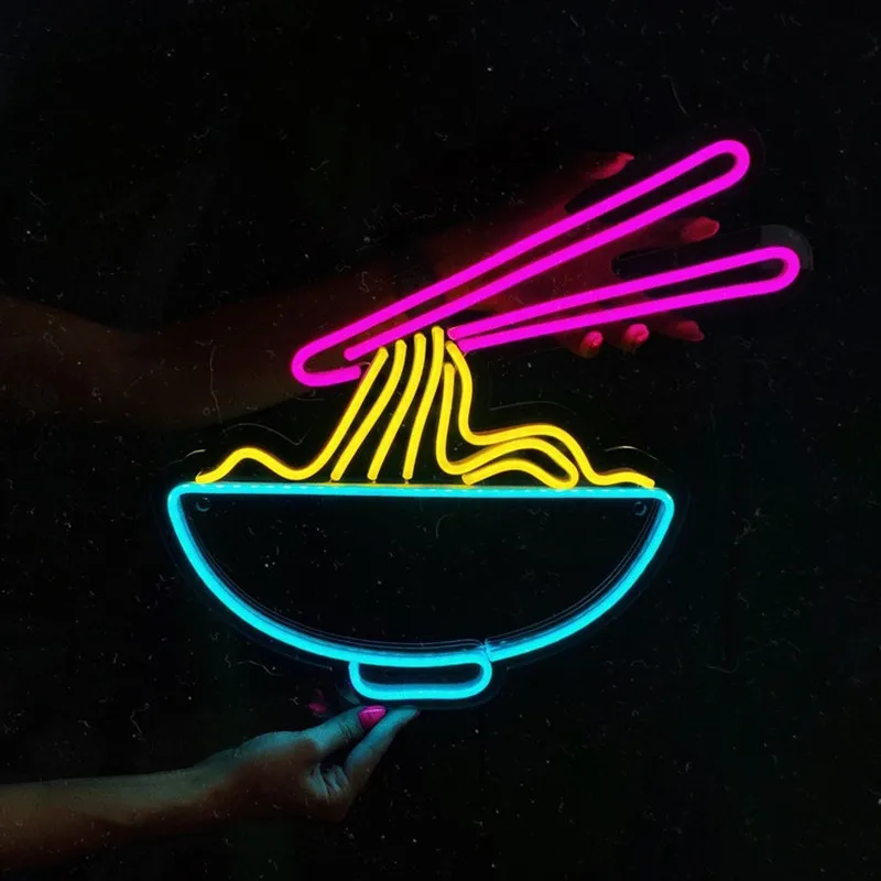 Ramen Neon Light Cute Sign Blue Dimmable Led Neon Signs For Resturant Home Bar Cafe Japanese Noodle Shop Decor Gift Neon Light