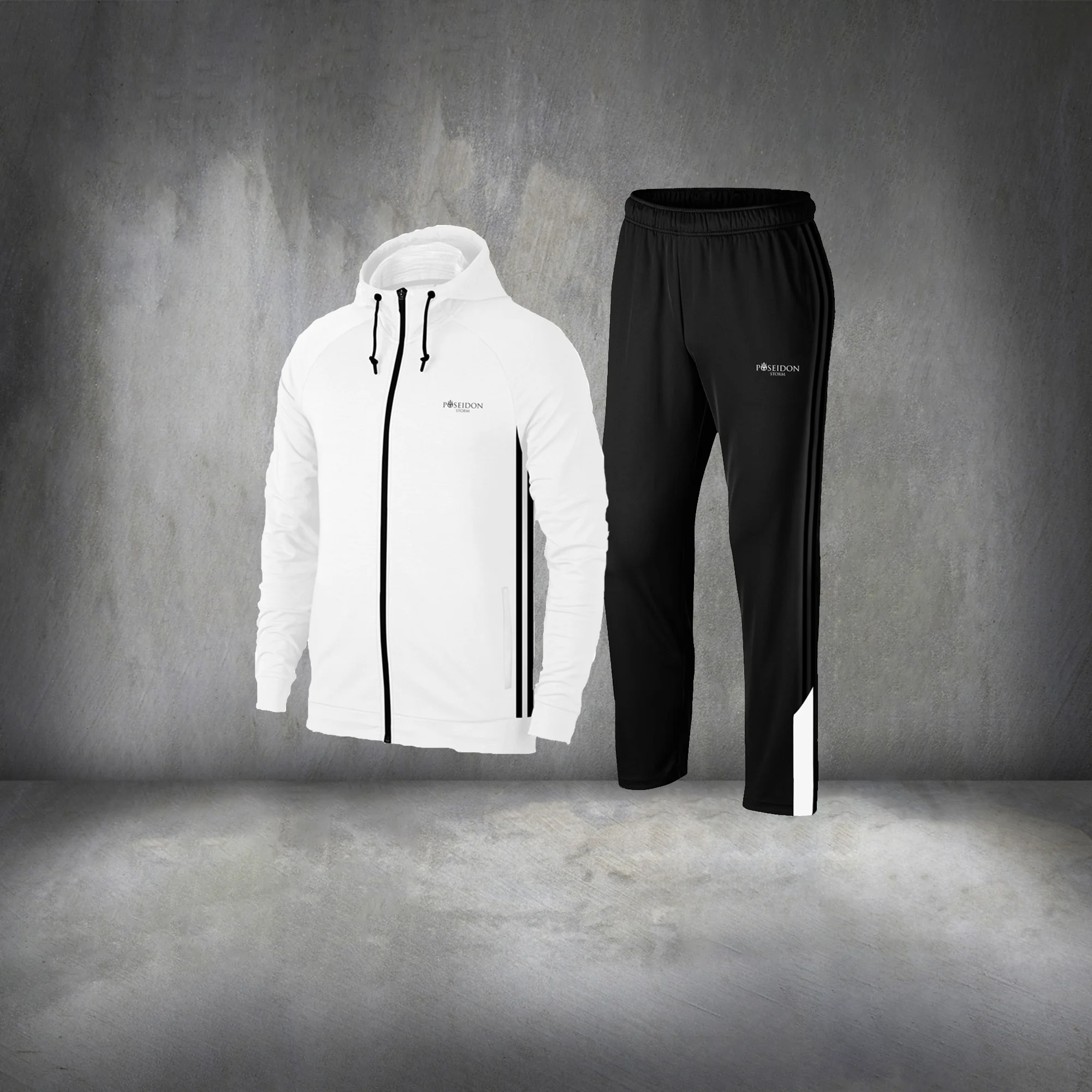 

Large Size Men's White Interlock Fabric Hoodie Popular Casual Sports Athlete Tracksuit Full Set 4XL-10XL