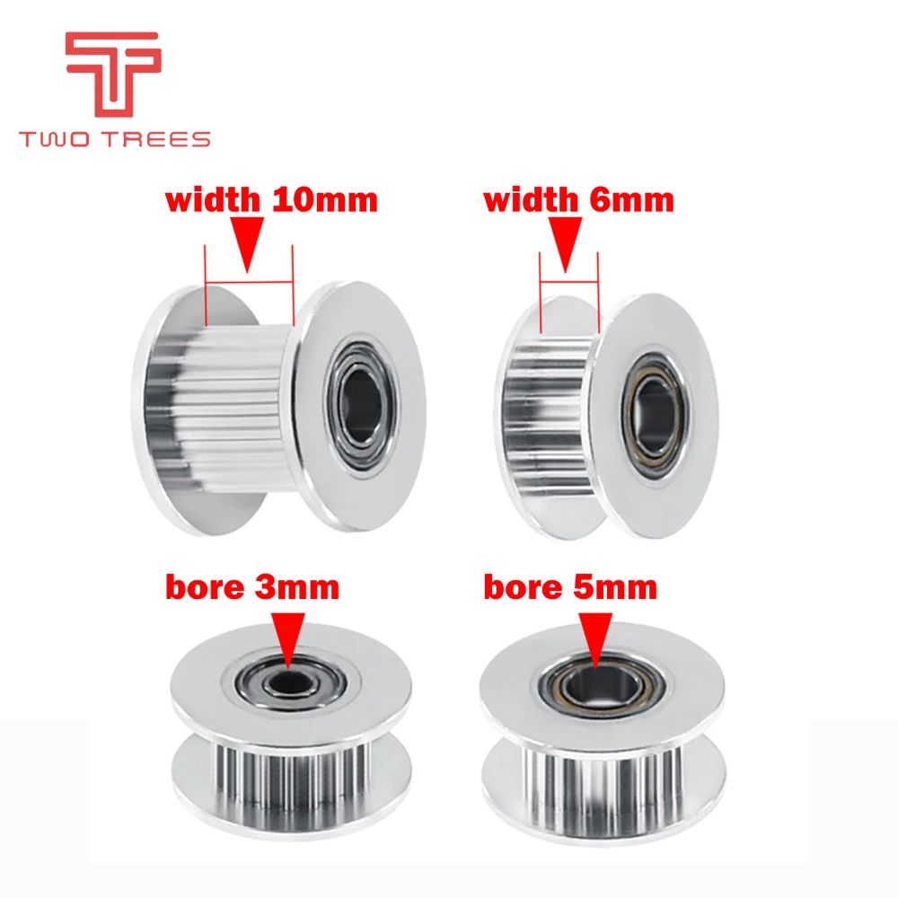 Pasywne koło synchroniczne typu GT2 16/20 zębów Aluminiowe koło pasowe napędu rozrządu do drukarki 3D Koło pasowe napinające szerokie 6 mm/10 mm