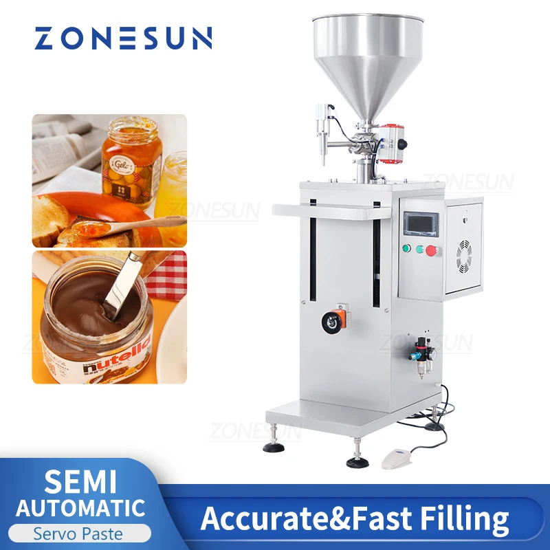 ZONESUN ZS-GTSM1 Paste Filling Machine Servo Motor Rotor Pump Viscous Liquid Cream Honey Ketchup Chili Sauce Packaging Line