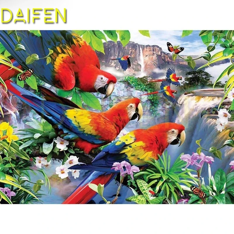 Full Square Diamond embroidery Cross stitch Lark waterfall butterfly DIY Diamond mosaic Full Round Diamond painting Bird parrot