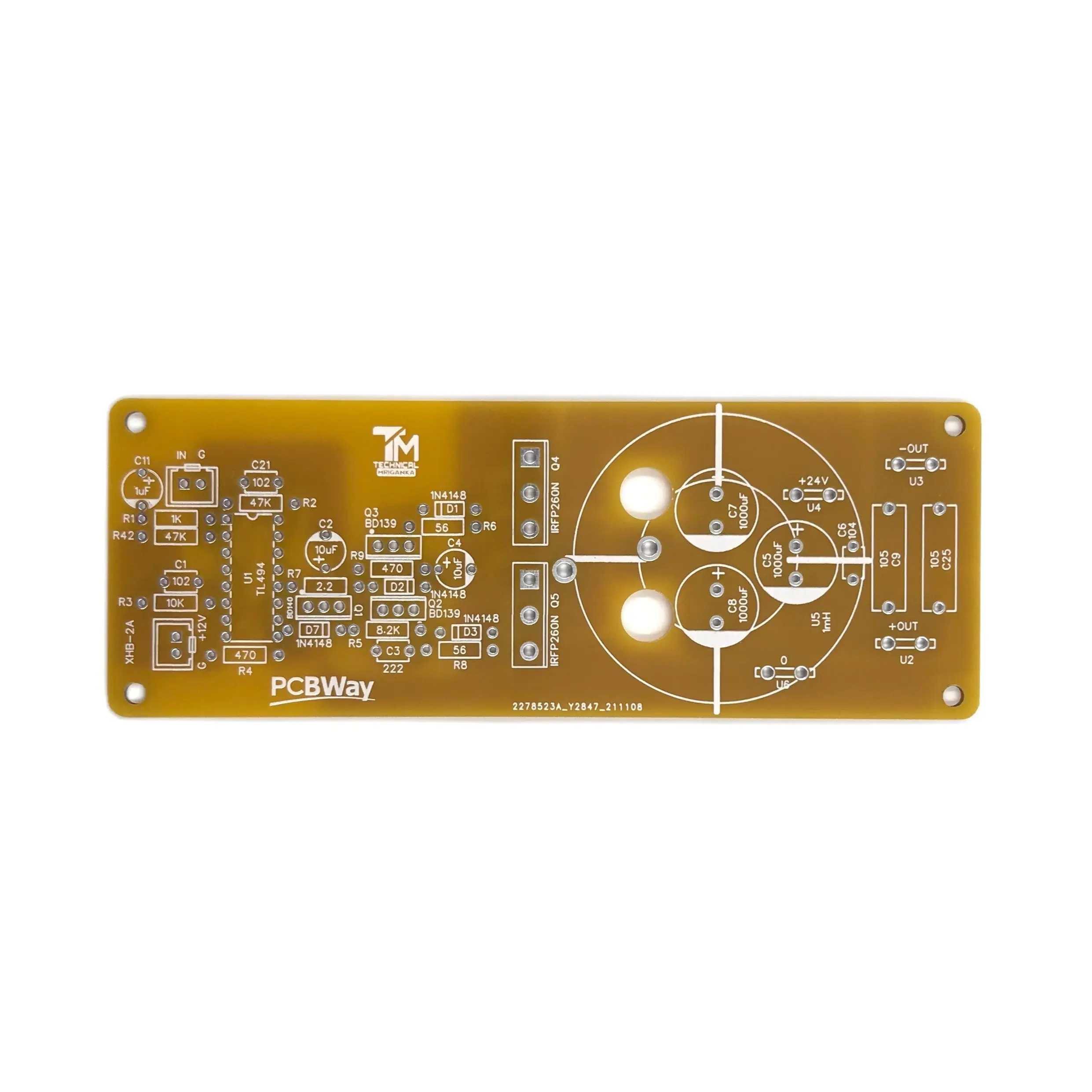 Class D 500W Power Amplifier Circuit Board PCB Mono Mosfet Sound Amp TL494 IRFP260N for Audio Systems DIY