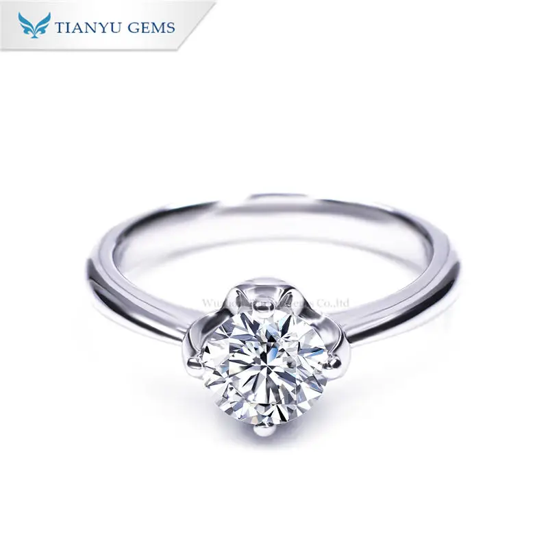 

Tianyu Gems 1ct Moissanite Women Silver Rings 925 Sterling 0.5ct Round Brilliant Cut Diamond Engagement Ring Bridal Fine Jewelry