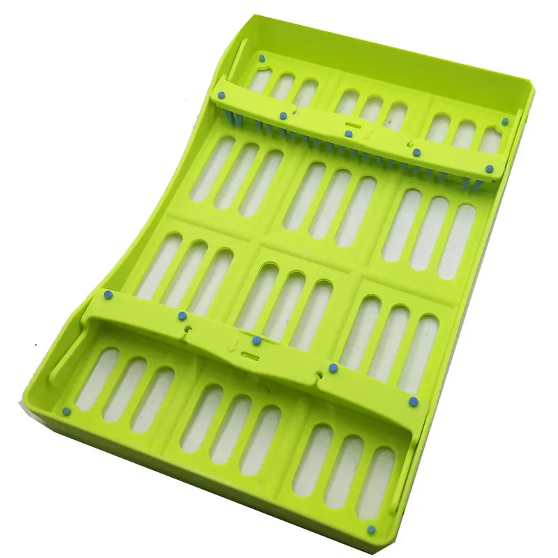 

Dental Plastic Sterilization Rack Surgical endo Box Cassette File Burs Disinfection for 10 Surgical Instruments