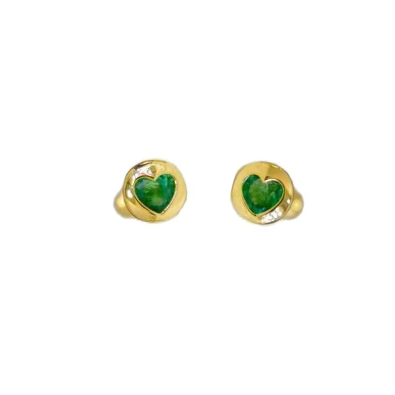 

MADALENA SARARA Pure 18k Gold Women Stud Earrings Tiny Emerald Pave Setting Au750 Stamp