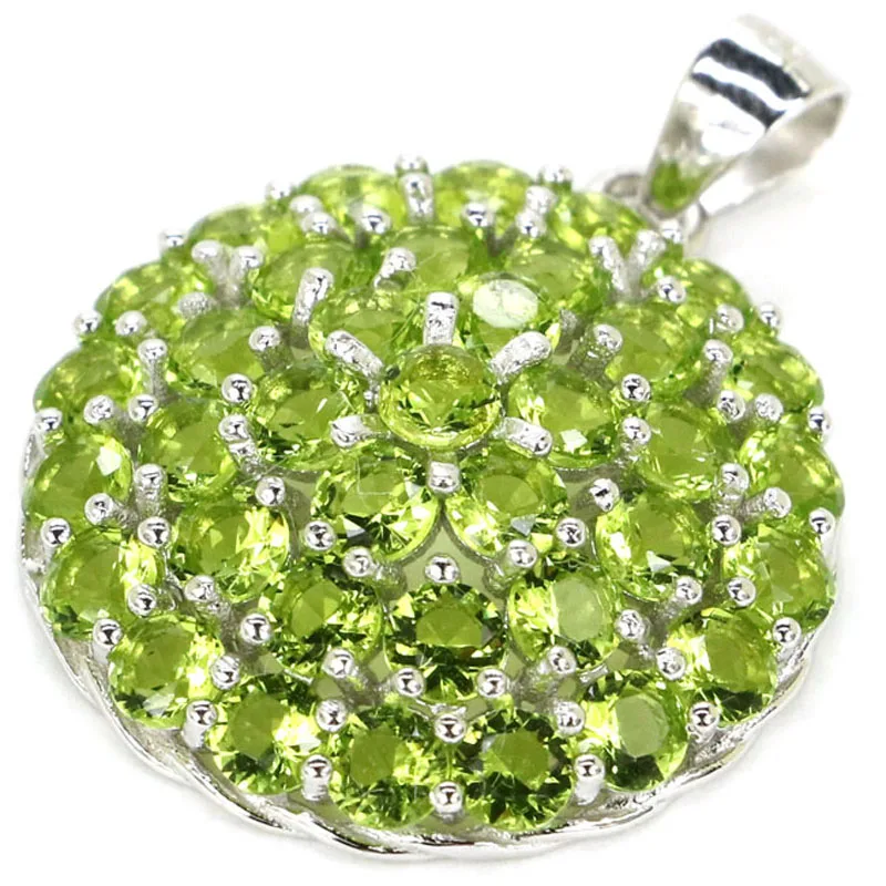 27x25mm Jazaz 2.8g Deluxe Created Pink Kunzite London Blue Topaz Green Peridot Women Real 925 Solid Sterling Silver Pendant