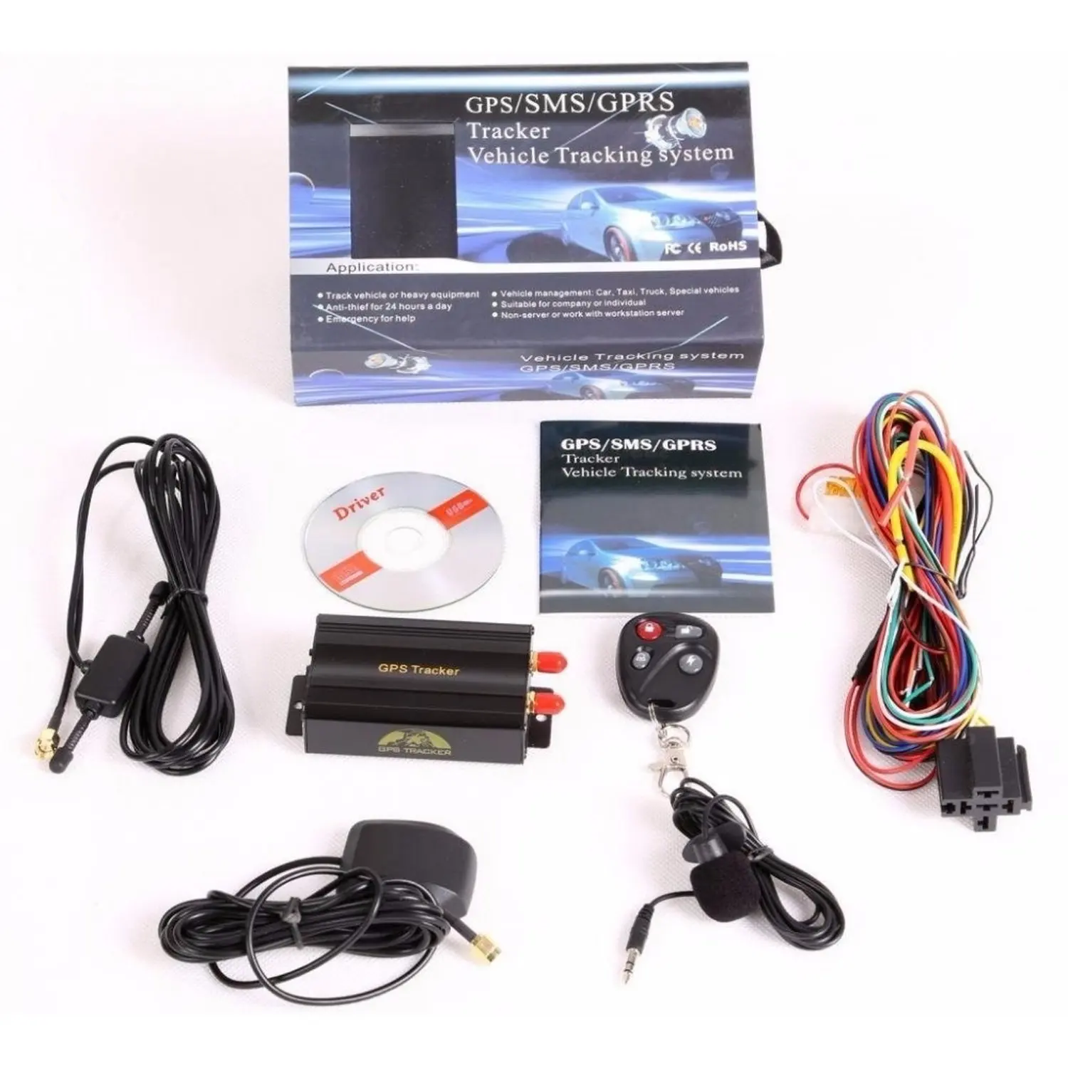 Tracker system TK103B GSM/GPS SMS SOS car alarm with remote Control and anti