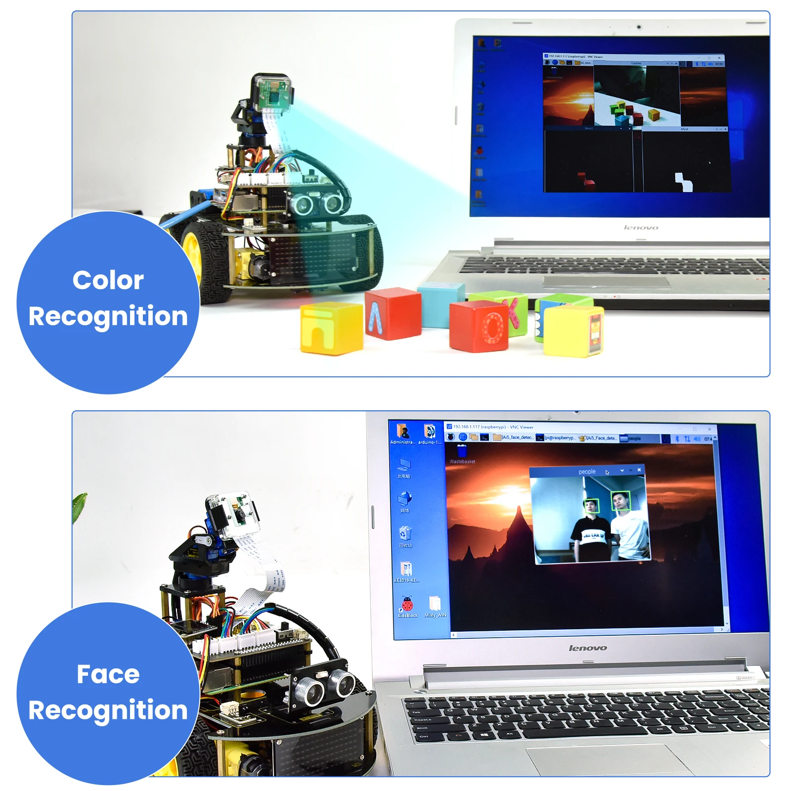 Keyestudio Raspberry Pi 4B Robot Car+5 Megapixels Camera Module Python Programming For Raspberry Pi 4B(No Raspberry Pi Board )