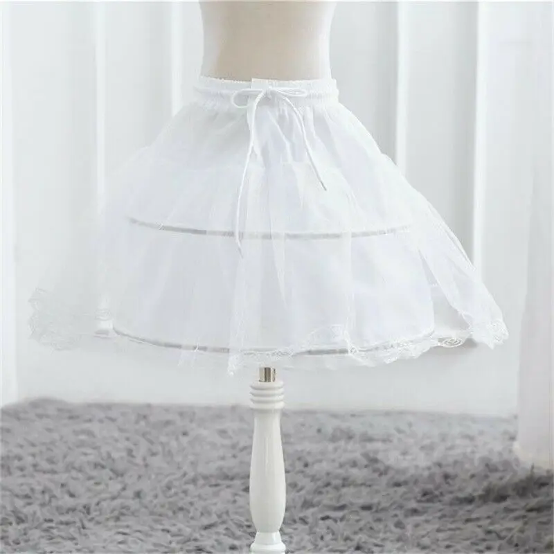 Jupon blanc pour enfants, robe de Rhune couche, garniture en dentelle crinoline, sous-jupe formelle pour fille, taille élastique, Wstring de