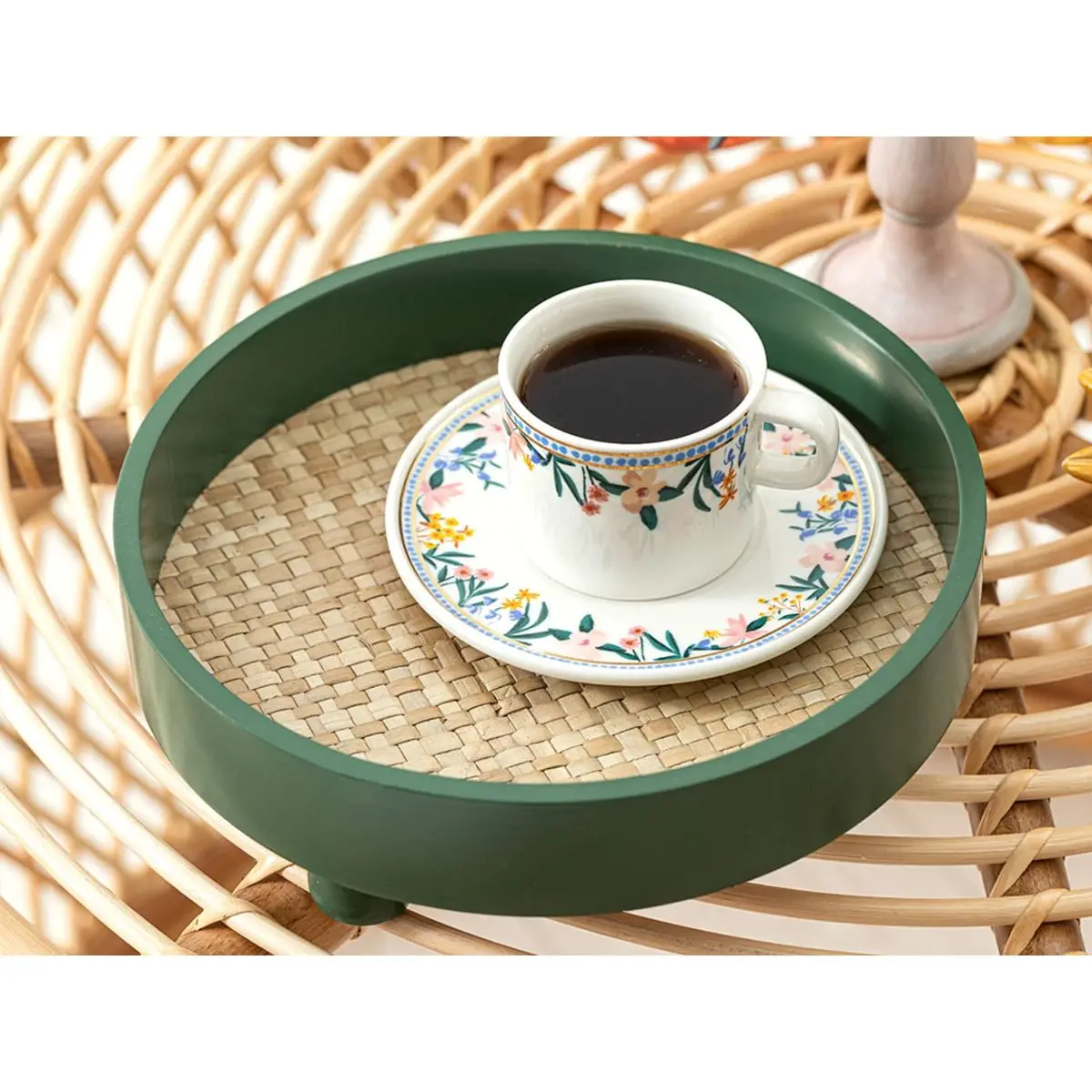 Decorative Tray 25,5x8x25,5 Cm Dark Green Decorative Lux Service Eat at the Presentation of Organizer Multi-Purpose Tray 2022 trend