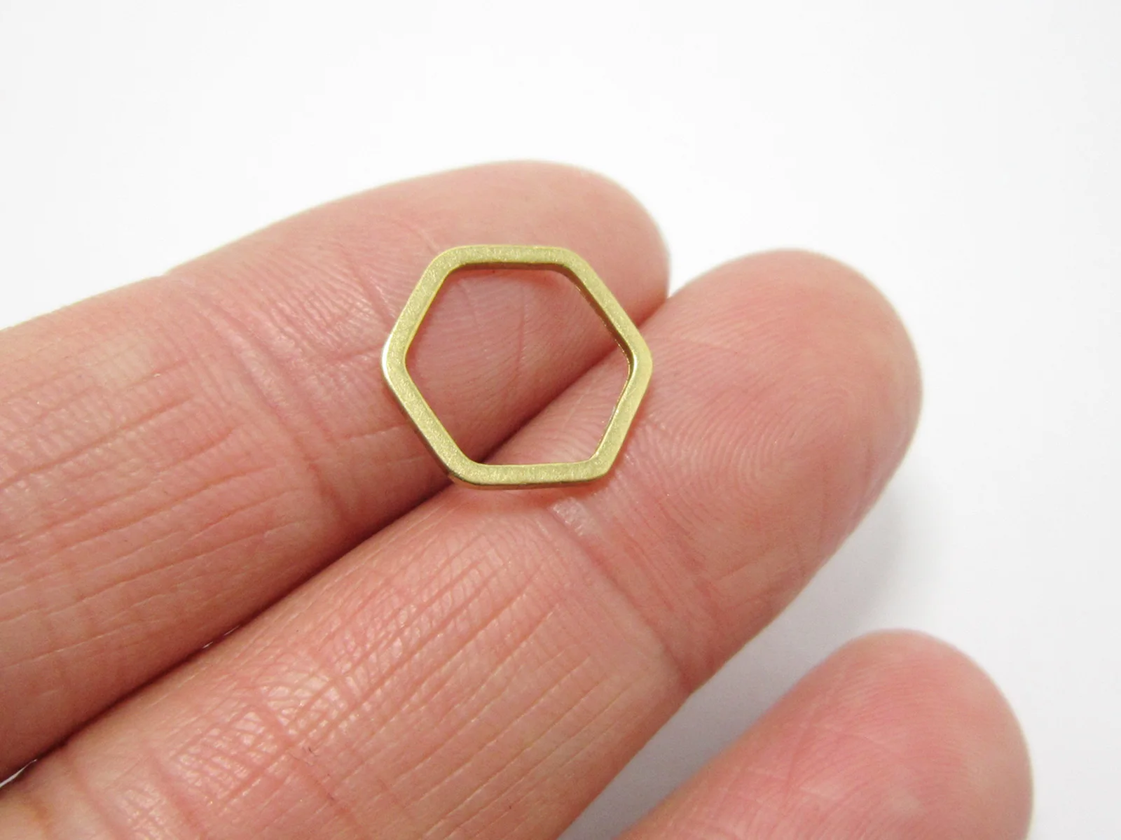 50pcs Brass connector 12x1mm Hexagon brass pendant Geometric brass findings - R1821