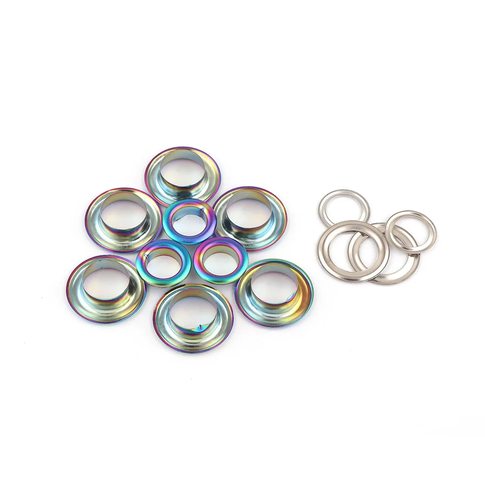 10/13mm Rainbow Metal Eyelet Grommets with Washers Brass Eyelet for Canvas Clothes Webbing Leather Craft Shoes Purse Accessories