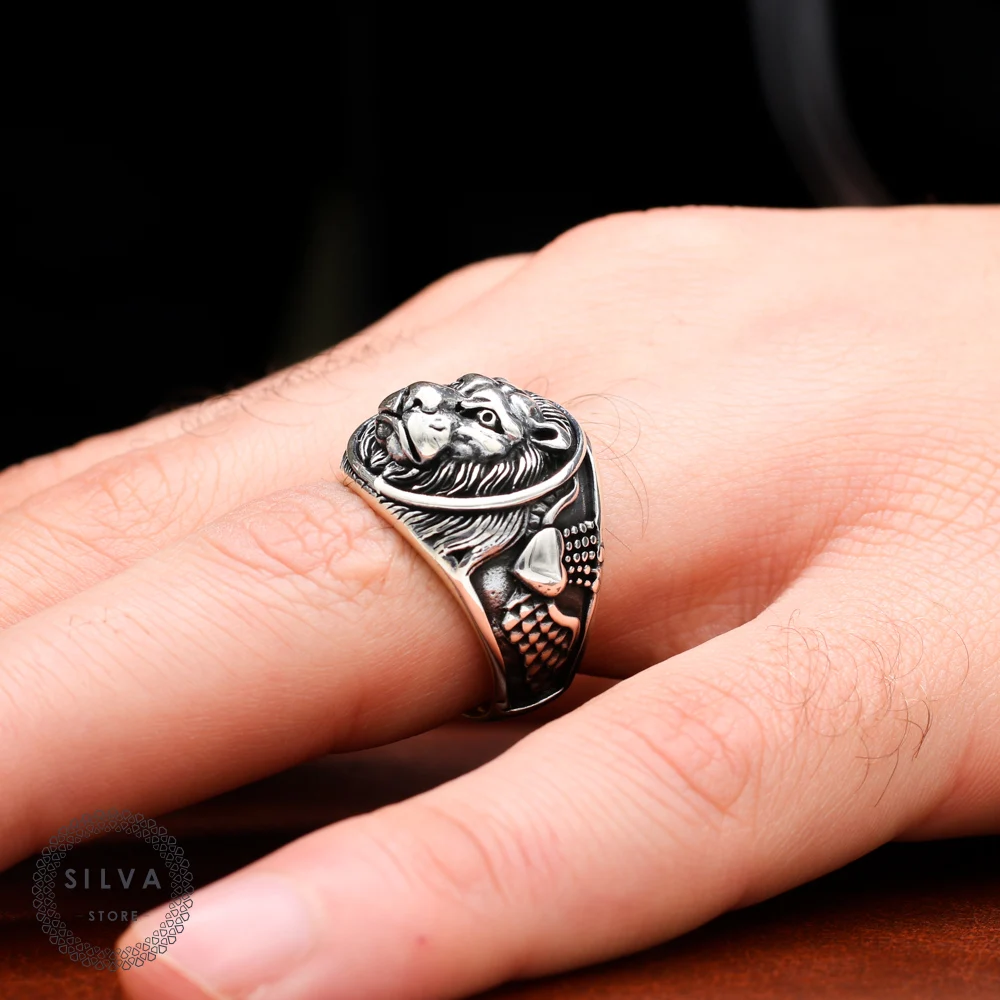 Lion Ring 925 Silver Men's. Men's Jewelry Stamped With Silver Stamp 925 All Sizes Are Available