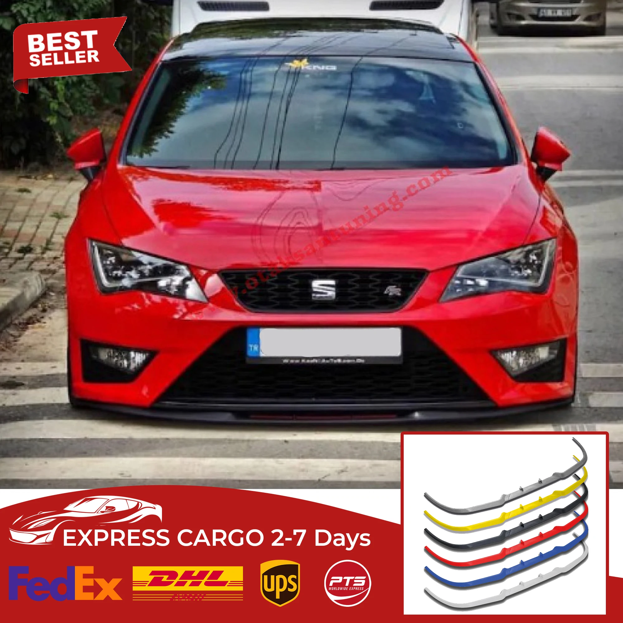 For Seat Leon MK3 CUPRA R FRONT SPOILER BUMPER LIP Euro Spoiler Lip Universal 3 pcs Body Kit