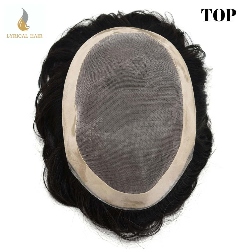 Fine Mono Toupee 남성용 폴리 코팅 인모 시스템, 남성용 헤어 보형물, 고밀도 헤어피스, ALI2, 1 인치