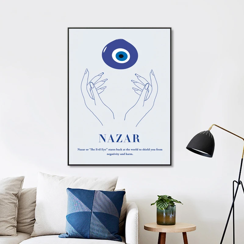 

Nazar Evil Eye Art Painting Spiritual Poster Vintage Mid Century Modern Wall Art Canvas Print Living Room Decoration Picture