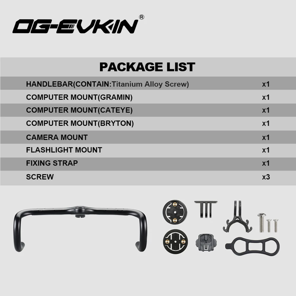 OG-EVKIN HB1200 Integrated Carbon Handlebars Road Bicycle for 28.6mm Bike Racing with Computer Holder Bicycle Accessories