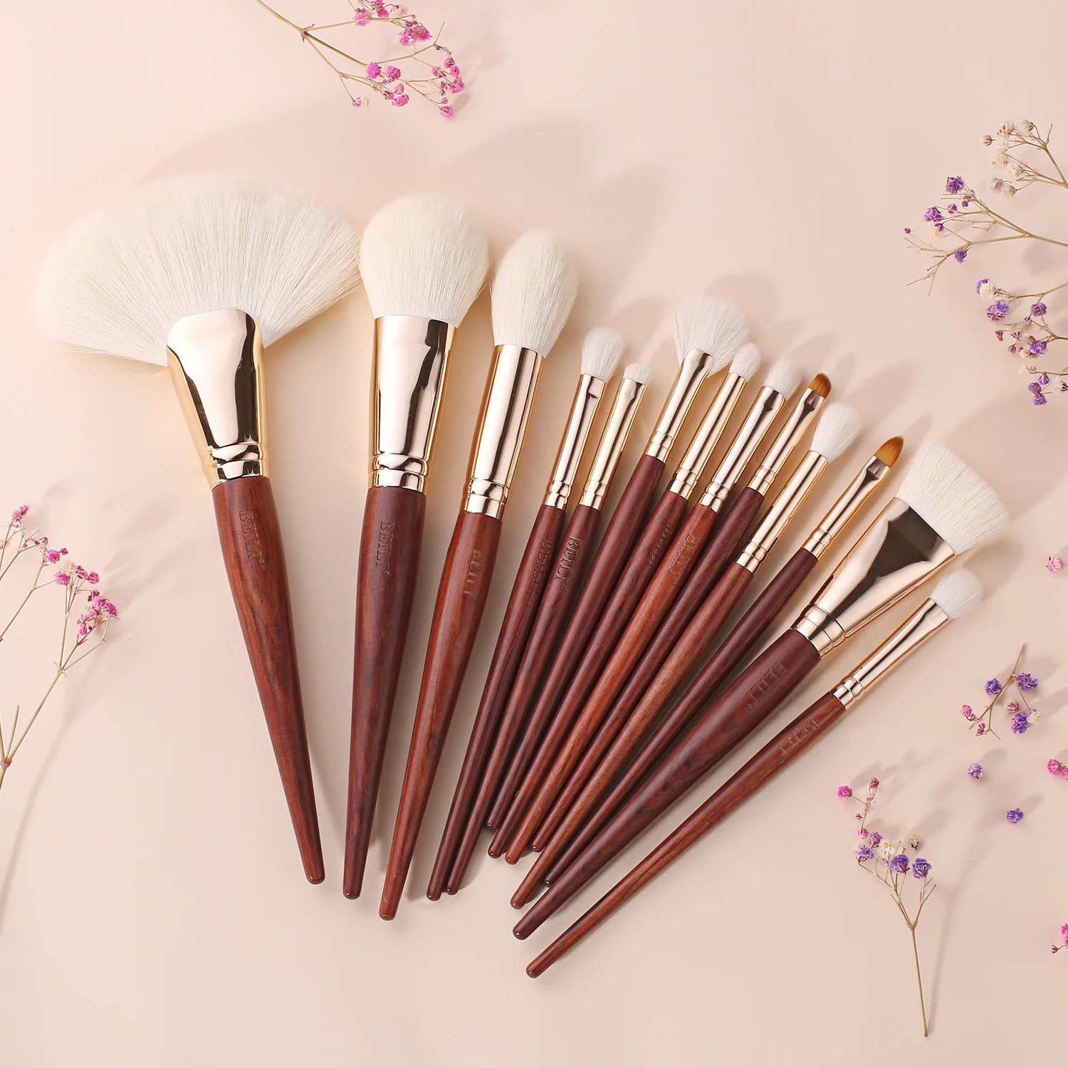 BEILI Wood Handle 10-13pcs Makeup Brushes Set Professional Foundation Eyeshadow Blush Highlighter Natural Face Make Up Brush Kit