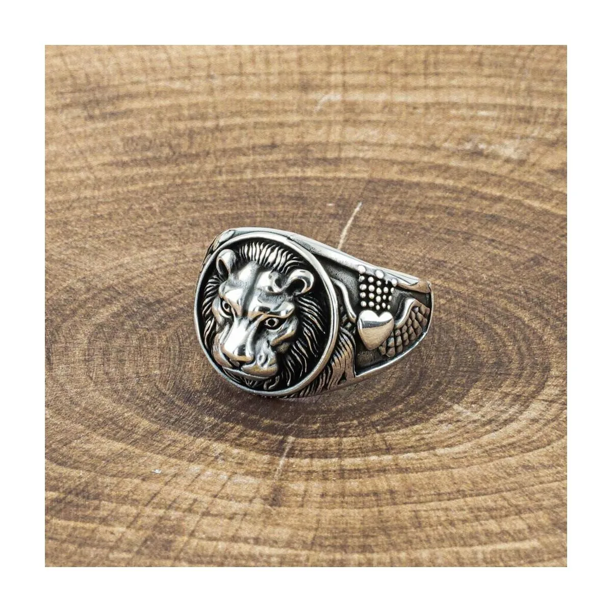 

925 Sterling Silver Lion Motif Without Stone Men's Ring Exclusive Chic Accessory for Men Special Ring