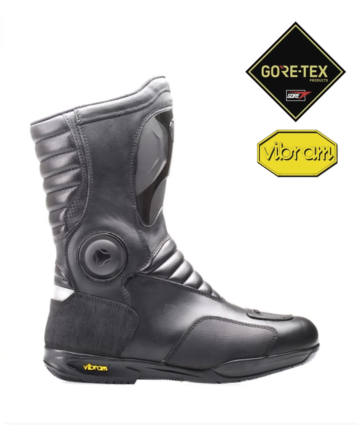 YDS DIABLO 11.0 GTX -BLACK.Genuine Leather, Waterproof Gore-tex® Lined, Vibram Rubber Sole, Zipper Long Motorcycle Boot