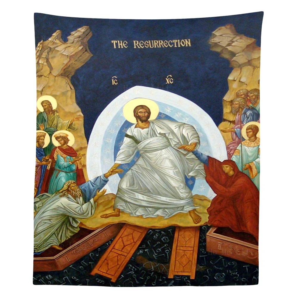 Christ Descent Into Hades Save Those Who Had Died In The Flesh Resurrection Icon Tapestry By Ho Me Lili For Home Wall Decor